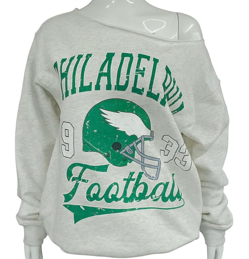 Vintage Philadelphia Football Off the Shoulder Sweatshirt