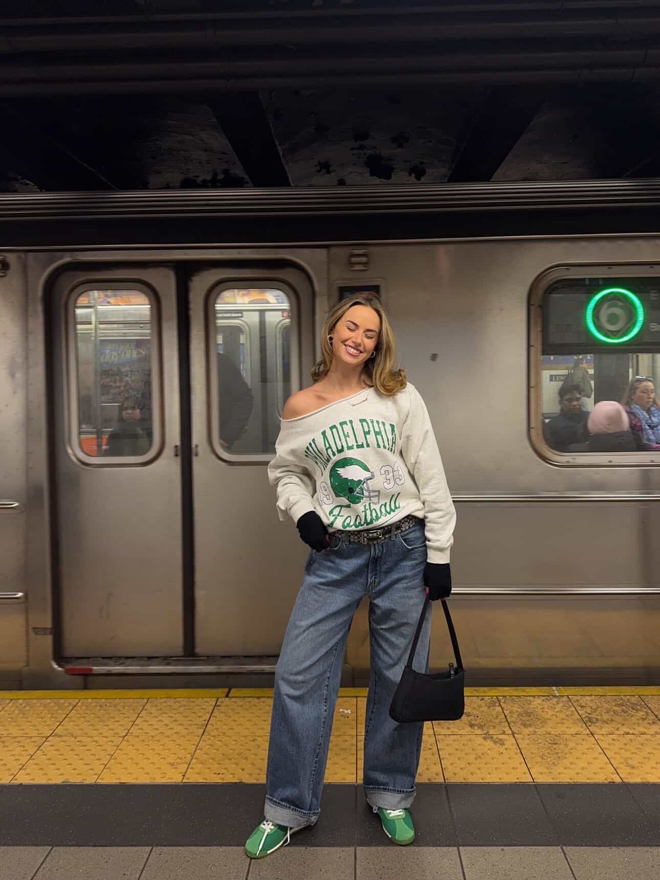 Vintage Philadelphia Football Off the Shoulder Sweatshirt
