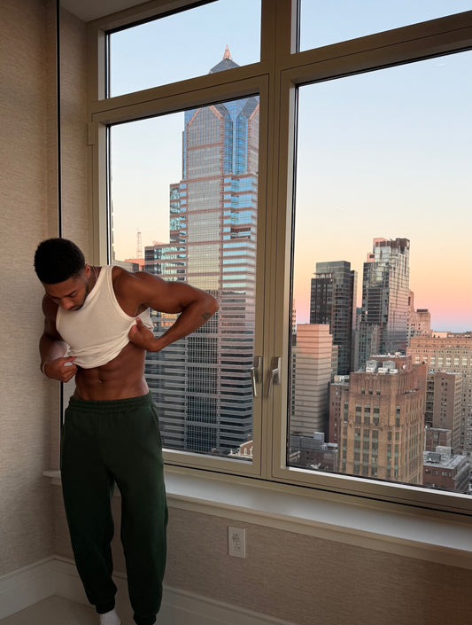 Weighted Earth Tone Sweatpants in Spruce