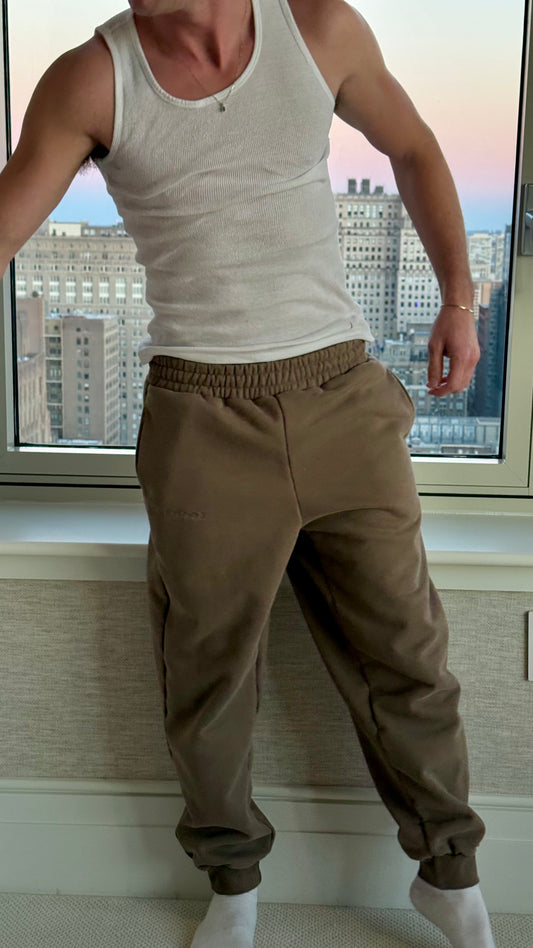Weighted Earth Tone Sweat Pants Mocha