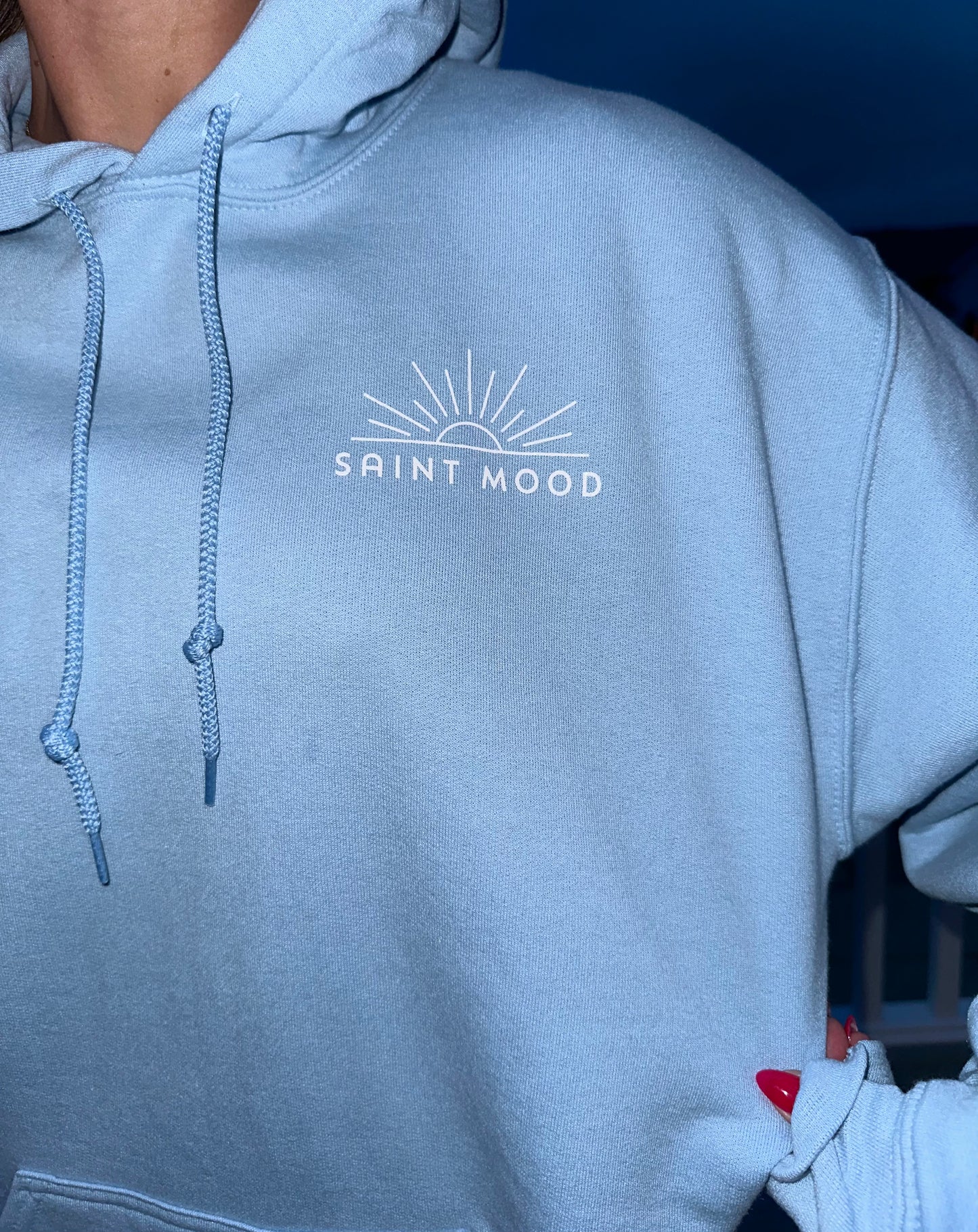 "Text Me When You Get Down The Shore" Hoodie in Light Blue